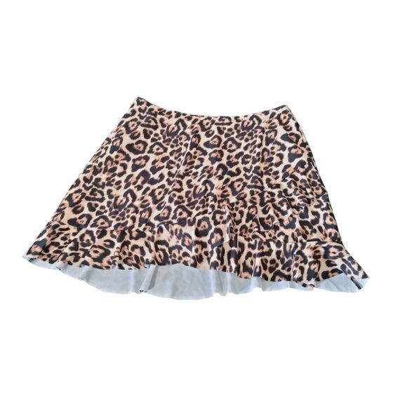 Shekini Size Medium Swim Skirt Womens Leopard Print High-Waisted Ruffle Hem - Picture 2 of 9